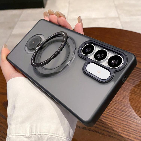 For Samsung Galaxy S25+ 5G Rotation Holder MagSafe Phone Case(Black)