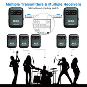 M6S Stereo Wireless In-Ear Monitor System 2.4G Transmitter & Receiver(Black)