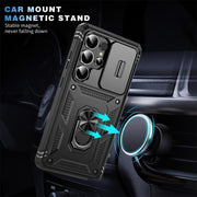 For Samsung Galaxy S25 Ultra 5G Sliding Camshield TPU Hybrid PC Phone Case with Holder(Black)
