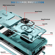 For Samsung Galaxy S25 Ultra 5G Sliding Camshield TPU Hybrid PC Phone Case with Holder(Green)