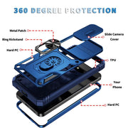 For Samsung Galaxy S25+ 5G Sliding Camshield TPU Hybrid PC Phone Case with Holder(Navy Blue)