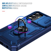 For Samsung Galaxy S25+ 5G Sliding Camshield TPU Hybrid PC Phone Case with Holder(Navy Blue)