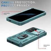 For Samsung Galaxy S25+ 5G Sliding Camshield TPU Hybrid PC Phone Case with Holder(Green)