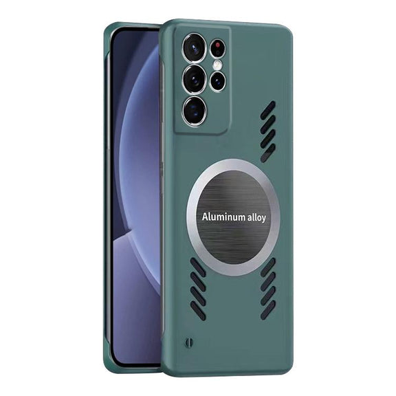 For Samsung Galaxy S25 Ultra 5G All-inclusive Lens Frameless Graphene Cooling Phone Case(Navy Blue)