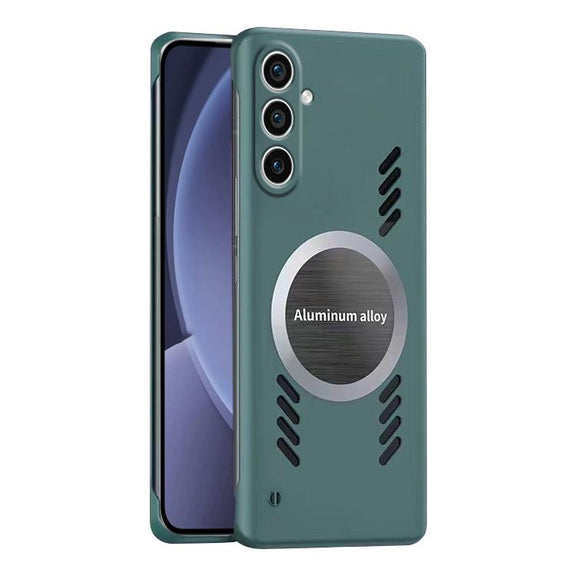 For Samsung Galaxy S25+ 5G All-inclusive Lens Frameless Graphene Cooling Phone Case(Navy Blue)