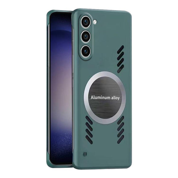 For Samsung Galaxy S23+ 5G All-inclusive Lens Frameless Graphene Cooling Phone Case(Navy Blue)