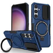 For Samsung Galaxy S25 5G Sliding Camshield MagSafe Holder TPU Hybrid PC Phone Case(Royal Blue)