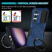 For Samsung Galaxy S25 5G Sliding Camshield MagSafe Holder TPU Hybrid PC Phone Case(Royal Blue)
