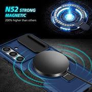 For Samsung Galaxy S25 5G Sliding Camshield MagSafe Holder TPU Hybrid PC Phone Case(Royal Blue)