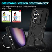 For Samsung Galaxy S25 5G Sliding Camshield MagSafe Holder TPU Hybrid PC Phone Case(Black)