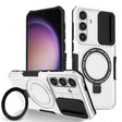 For Samsung Galaxy S25 5G Sliding Camshield MagSafe Holder TPU Hybrid PC Phone Case(Black White) - free shipping - PMC TechLife - Order now!