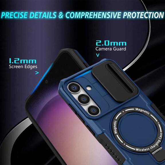 For Samsung Galaxy S25+ 5G Sliding Camshield MagSafe Holder TPU Hybrid PC Phone Case(Royal Blue)