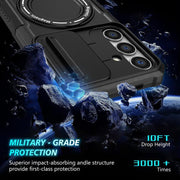 For Samsung Galaxy S25+ 5G Sliding Camshield MagSafe Holder TPU Hybrid PC Phone Case(Black)