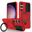 For Samsung Galaxy S25+ 5G Sliding Camshield MagSafe Holder TPU Hybrid PC Phone Case(Black White) - Galaxy S25+ 5G Cases by PMC TechLife | Online Shopping South Africa | PMC TechLife | Buy Now Pay Later Mobicred