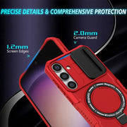 For Samsung Galaxy S25+ 5G Sliding Camshield MagSafe Holder TPU Hybrid PC Phone Case(Red)