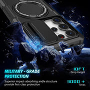 For Samsung Galaxy S25 Ultra 5G Sliding Camshield MagSafe Holder TPU Hybrid PC Phone Case(Black)