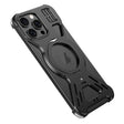 For iPhone 16 Pro Max Armor 360 Holder Frameless Alloy MagSafe Phone Case(Black) - iPhone 16 Pro Max Cases by PMc TechLife | Online Shopping South Africa | PMc TechLife | Buy Now Pay Later Mobicred