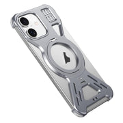 For iPhone 16 Armor 360 Holder Frameless Alloy MagSafe Phone Case(Space Gray)