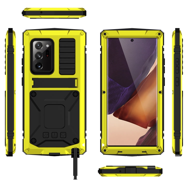 For Samsung Galaxy Note 20 R-JUST Shockproof Water-resistant Dust-proof Metal + Silicone Protective Case with Holder(Yellow)