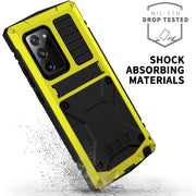 For Samsung Galaxy Note 20 R-JUST Shockproof Water-resistant Dust-proof Metal + Silicone Protective Case with Holder(Yellow)