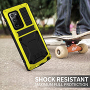For Samsung Galaxy Note 20 R-JUST Shockproof Water-resistant Dust-proof Metal + Silicone Protective Case with Holder(Yellow)