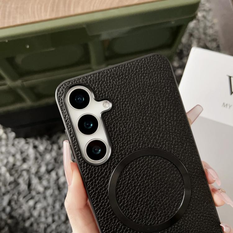 For Samsung Galaxy S25+ 5G CD Magsafe Magnetic Litchi Texture Phone Case(Khaki)
