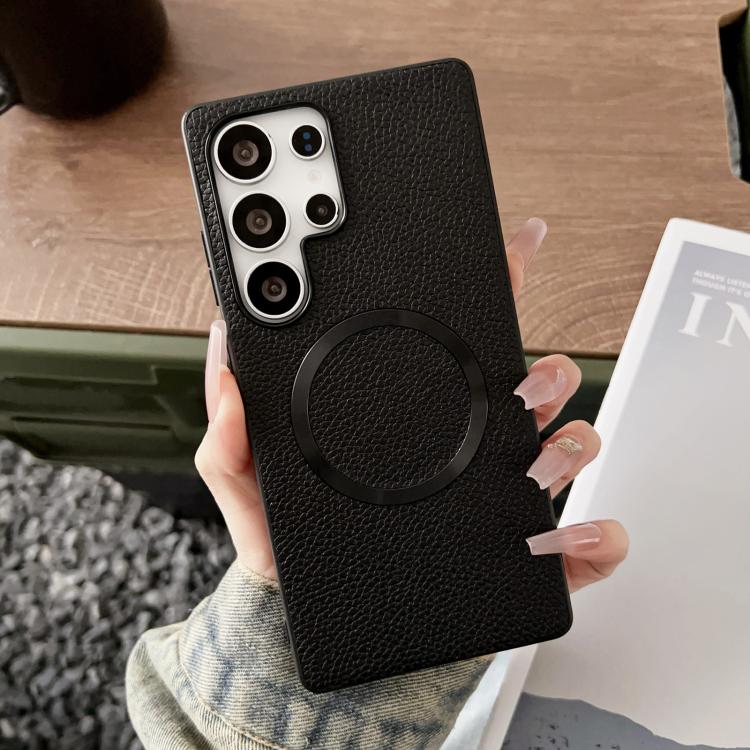 For Samsung Galaxy S25 Ultra 5G CD Magsafe Magnetic Litchi Texture Phone Case(Black)