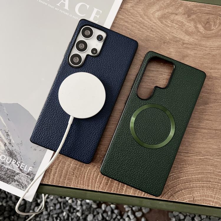 For Samsung Galaxy S25 Ultra 5G CD Magsafe Magnetic Litchi Texture Phone Case(Khaki)