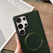 For Samsung Galaxy S25 Ultra 5G CD Magsafe Magnetic Litchi Texture Phone Case(Khaki)