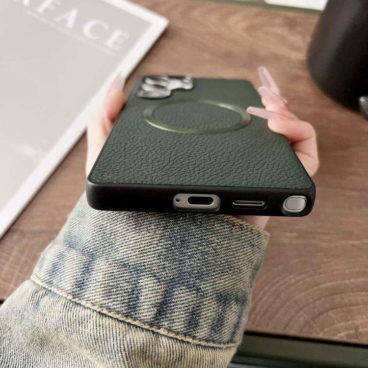 For Samsung Galaxy S25 Ultra 5G CD Magsafe Magnetic Litchi Texture Phone Case(Khaki)