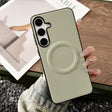 For Samsung Galaxy S25 5G Magsafe Magnetic Plain Leather Phone Case(Light Green) - Galaxy S25 5G Cases by PMC TechLife | Online Shopping South Africa | PMC TechLife | Buy Now Pay Later Mobicred