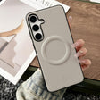 For Samsung Galaxy S25 5G Magsafe Magnetic Plain Leather Phone Case(White) - Galaxy S25 5G Cases by PMC TechLife | Online Shopping South Africa | PMC TechLife | Buy Now Pay Later Mobicred