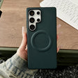 For Samsung Galaxy S25 Ultra 5G Magsafe Magnetic Plain Leather Phone Case(Dark Green) - Galaxy S25 Ultra 5G Cases by PMC TechLife | Online Shopping South Africa | PMC TechLife | Buy Now Pay Later Mobicred