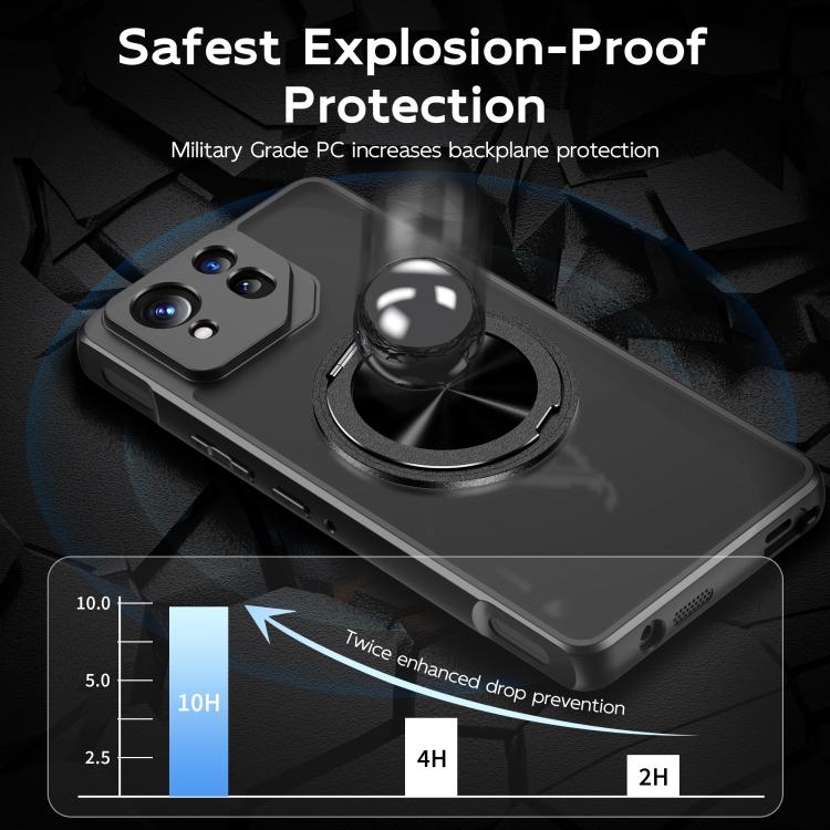 For Asus ROG Phone 8 Rotating Ring Holder TPU Hybrid PC Phone Case(Matte Black)
