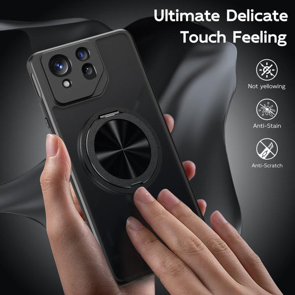 For Asus ROG Phone 8 Rotating Ring Holder TPU Hybrid PC Phone Case(Matte Black)