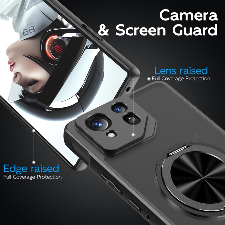 For Asus ROG Phone 8 Rotating Ring Holder TPU Hybrid PC Phone Case(Matte Black)