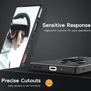 For ZTE nubia Red Magic 9 Pro Rotating Ring Holder TPU Hybrid PC Phone Case(Matte Black)