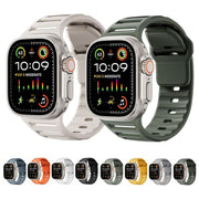 For Apple Watch 46mm / 49mm / 45mm / 44mm Single Nail Dual-Color Multi-hole Silicone Watch Band(White)