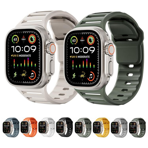 For Apple Watch 46mm / 49mm / 45mm / 44mm Single Nail Dual-Color Multi-hole Silicone Watch Band(Grey)