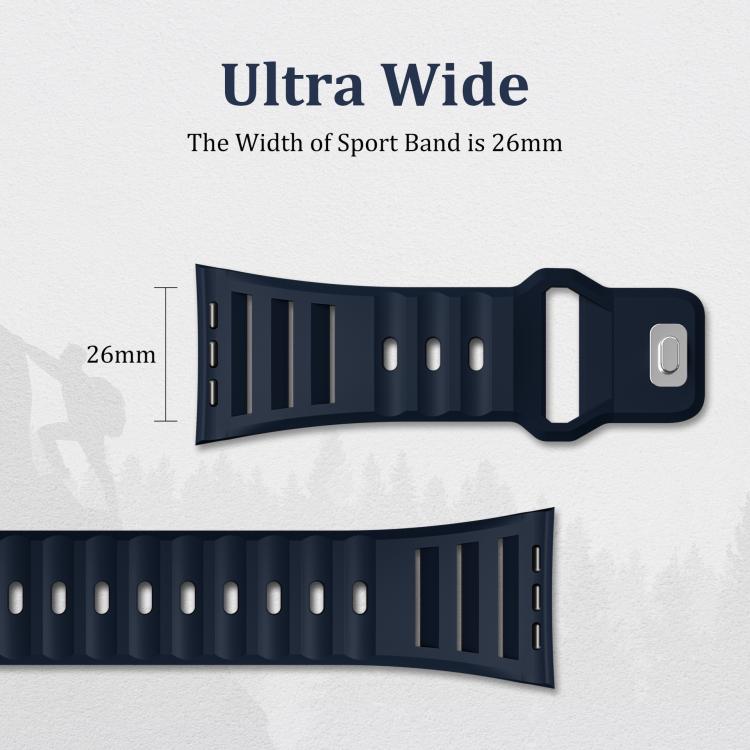For Apple Watch 46mm / 49mm / 45mm / 44mm Single Nail Dual-Color Multi-hole Silicone Watch Band(Grey)