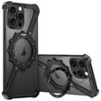 For iPhone 16 Pro Max Z-shaped Frameless Metal 360 Holder MagSafe Phone Case(Black) - iPhone 16 Pro Max Cases by PMc TechLife | Online Shopping South Africa | PMc TechLife | Buy Now Pay Later Mobicred