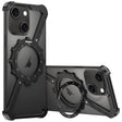 For iPhone 14 Z-shaped Frameless Metal 360 Holder MagSafe Phone Case(Black) - iPhone 14 Cases by PMc TechLife | Online Shopping South Africa | PMc TechLife | Buy Now Pay Later Mobicred