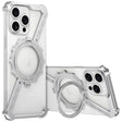 For iPhone 14 Pro Max Z-shaped Frameless Metal 360 Holder MagSafe Phone Case(Space Silver) - iPhone 14 Pro Max Cases by PMc TechLife | Online Shopping South Africa | PMc TechLife | Buy Now Pay Later Mobicred