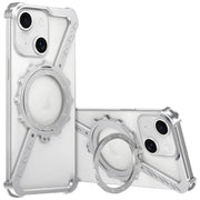 For iPhone 13 Z-shaped Frameless Metal 360 Holder MagSafe Phone Case(Space Silver)