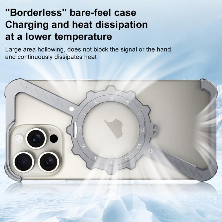 For iPhone 13 Z-shaped Frameless Metal 360 Holder MagSafe Phone Case(Space Grey)