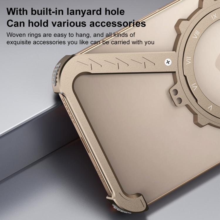 For iPhone 13 Z-shaped Frameless Metal 360 Holder MagSafe Phone Case(Space Grey)