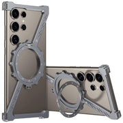 For Samsung Galaxy S23 Ultra 5G Z-shaped Frameless Metal 360 Holder MagSafe Phone Case(Space Grey)