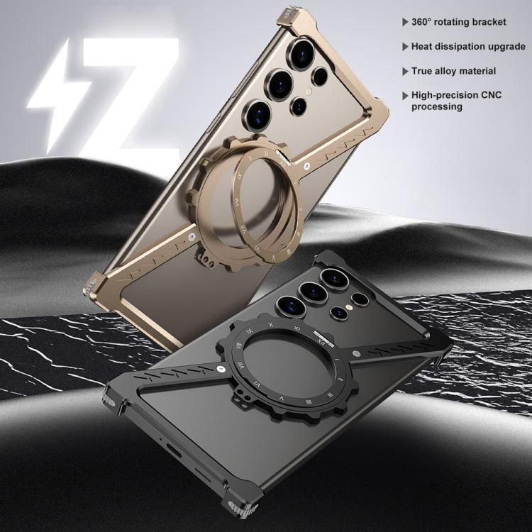 For Samsung Galaxy S24 Ultra 5G Z-shaped Frameless Metal 360 Holder MagSafe Phone Case(Space Grey)