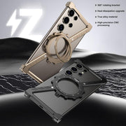 For Samsung Galaxy S22 Ultra 5G Z-shaped Frameless Metal 360 Holder MagSafe Phone Case(Space Grey)
