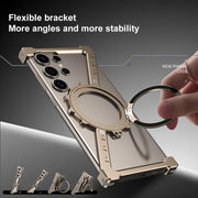 For Samsung Galaxy S25 Ultra 5G Z-shaped Frameless Metal 360 Holder MagSafe Phone Case(Space Grey)